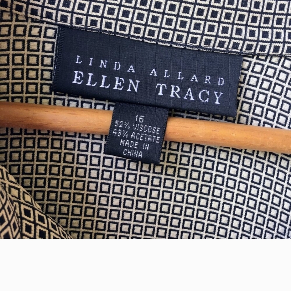 Linda ALLARD Ellen Tracy Grid Print Button Up Blouse - Picture 4 of 5